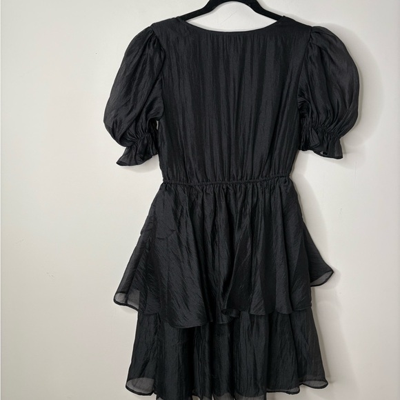 S’edge Black Puff Sleeve Mini Organza Dress - Picture 4 of 4